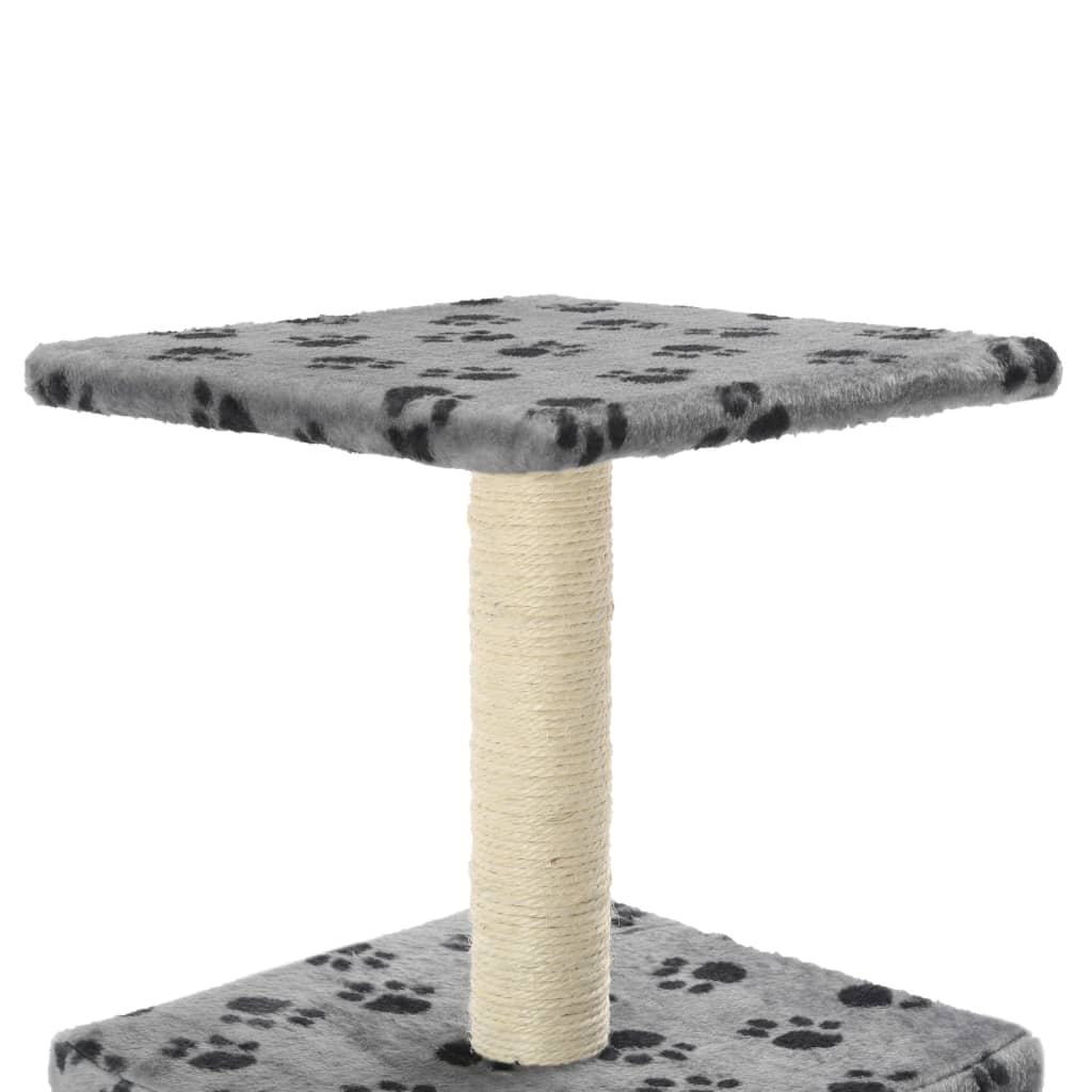 Arbre à chat avec griffoirs en sisal 55 cm Gris Motif de pattes