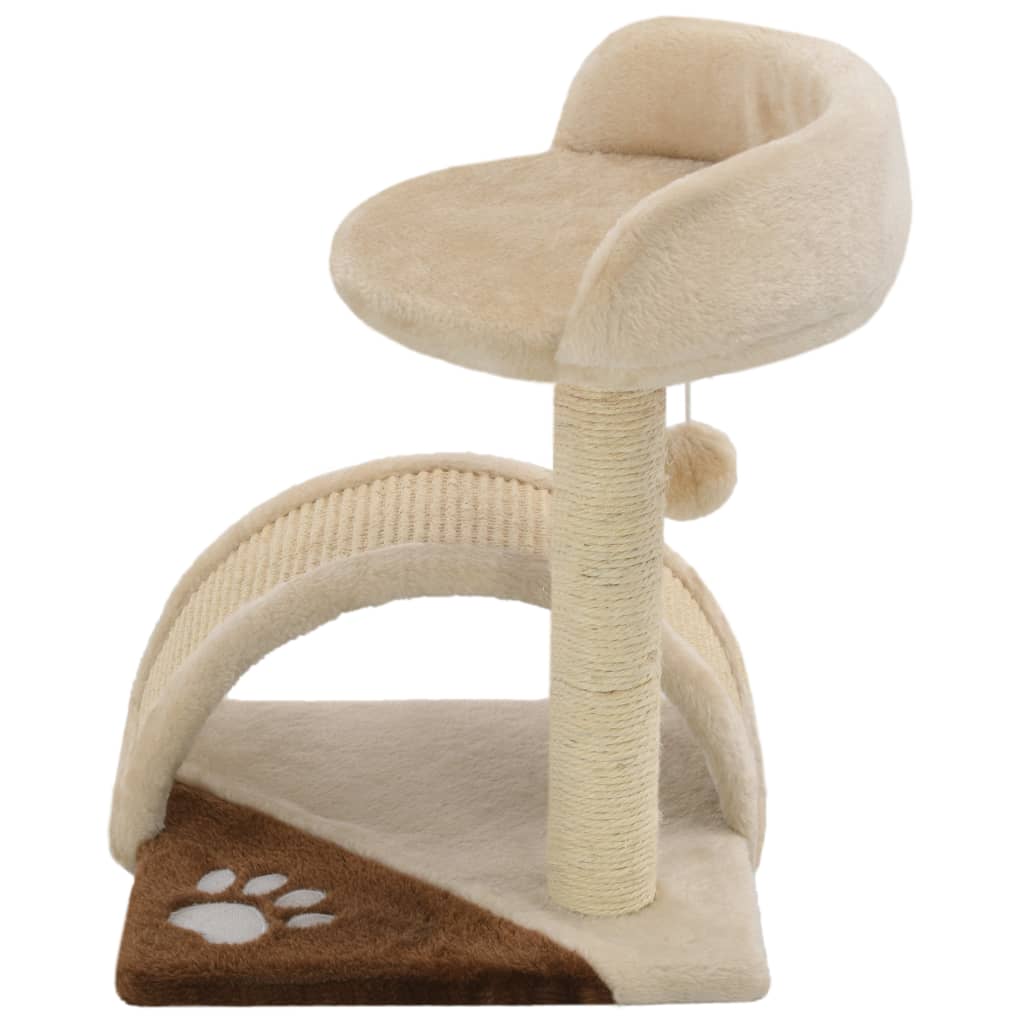 Arbre à chat avec griffoir en sisal 40 cm Beige et Marron