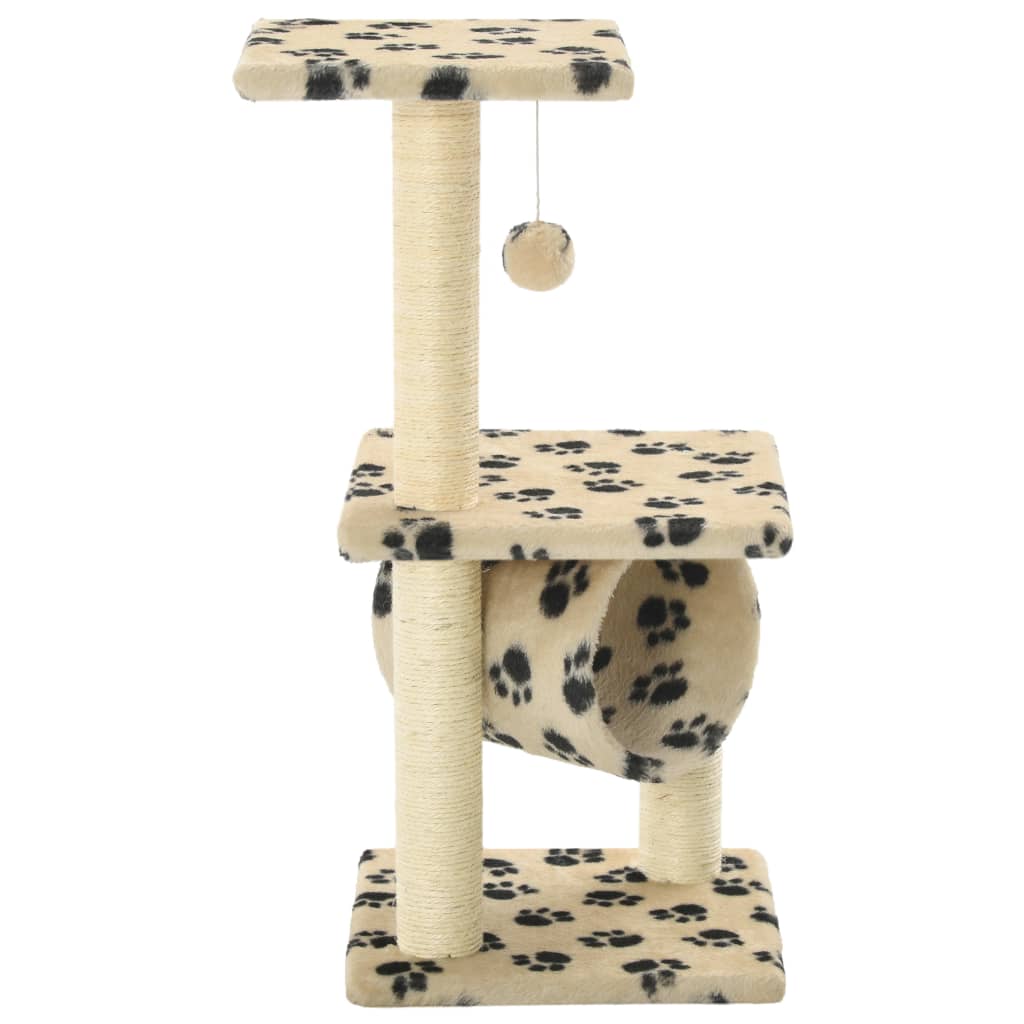 Arbre à chat avec griffoirs en sisal 65 cm Beige Motif pattes