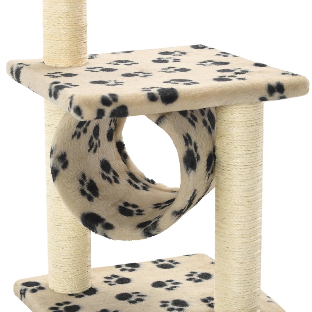 Arbre à chat avec griffoirs en sisal 65 cm Beige Motif pattes