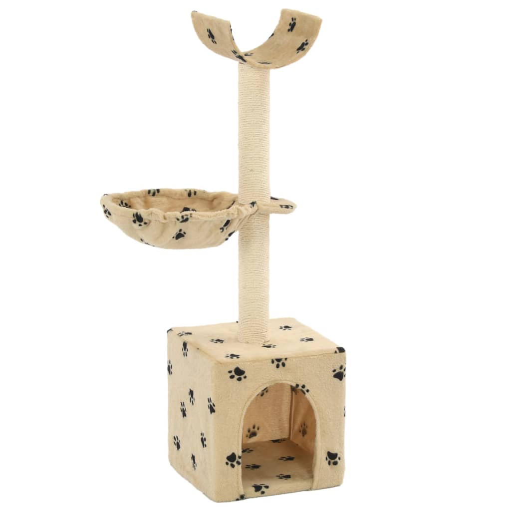 Arbre à chat et griffoirs en sisal 105 cm Beige Motif de pattes