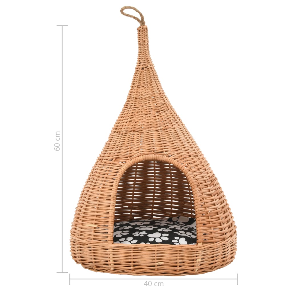 Panier pour chats avec coussin 40x60 cm Saule naturel