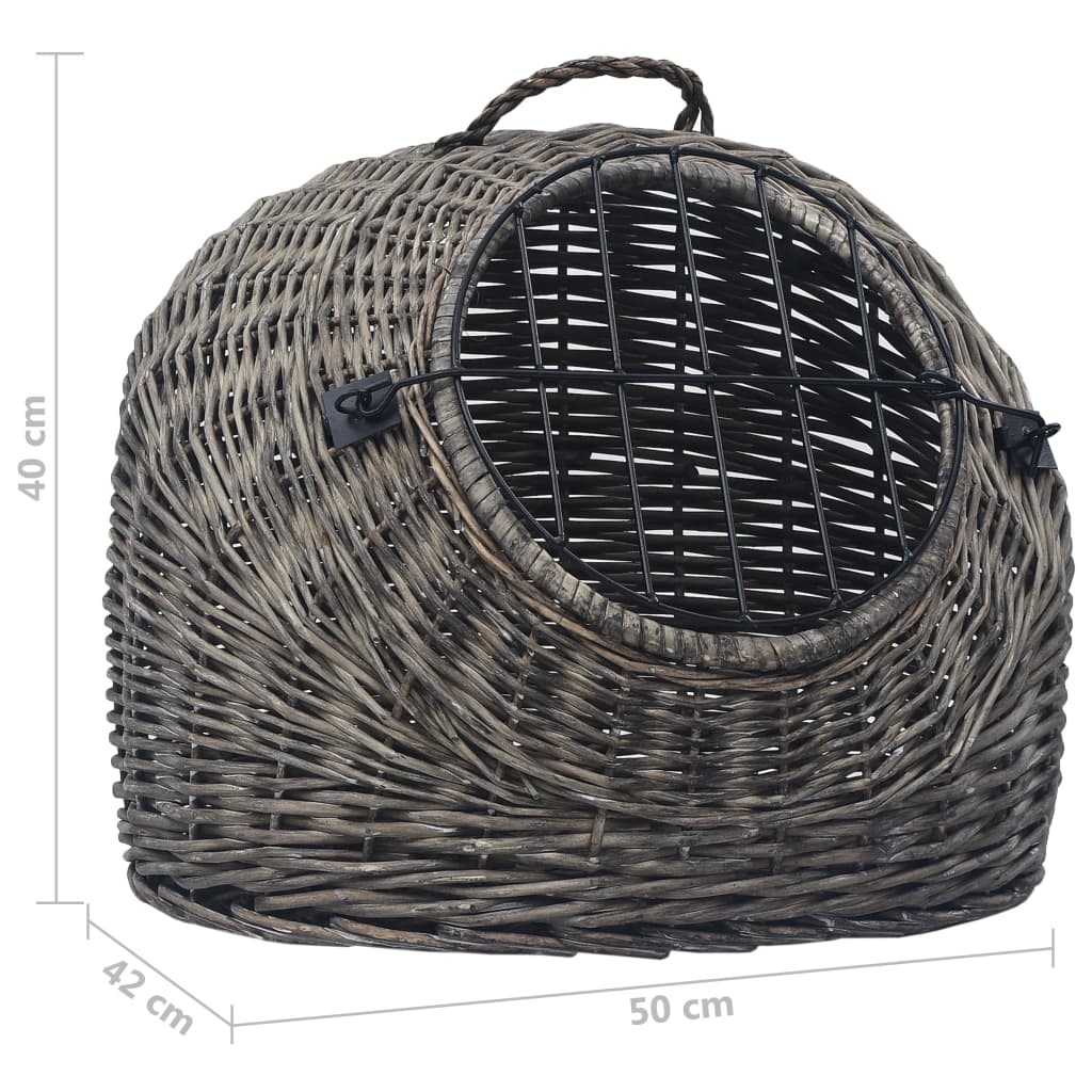 Cage de transport pour chats Gris 50x42x40 cm Saule naturel