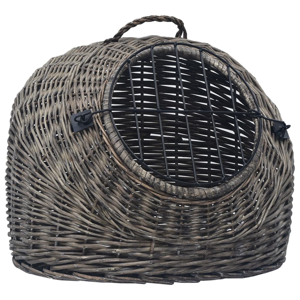 Cage de transport pour chats Gris 60x45x45 cm Saule naturel