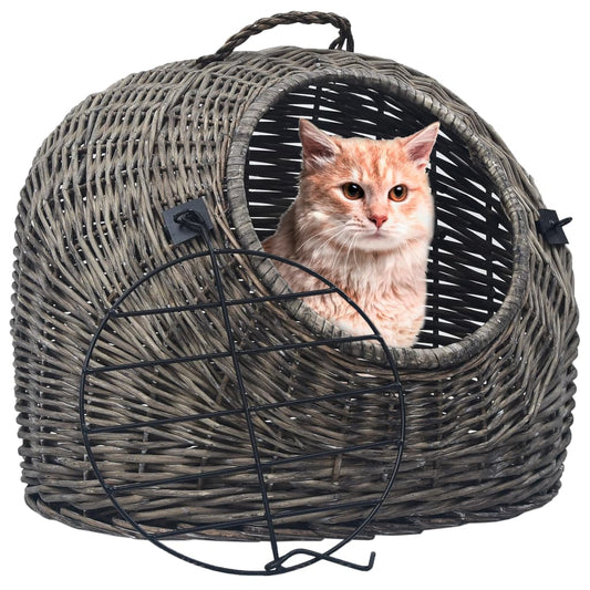 Cage de transport pour chats Gris 60x45x45 cm Saule naturel