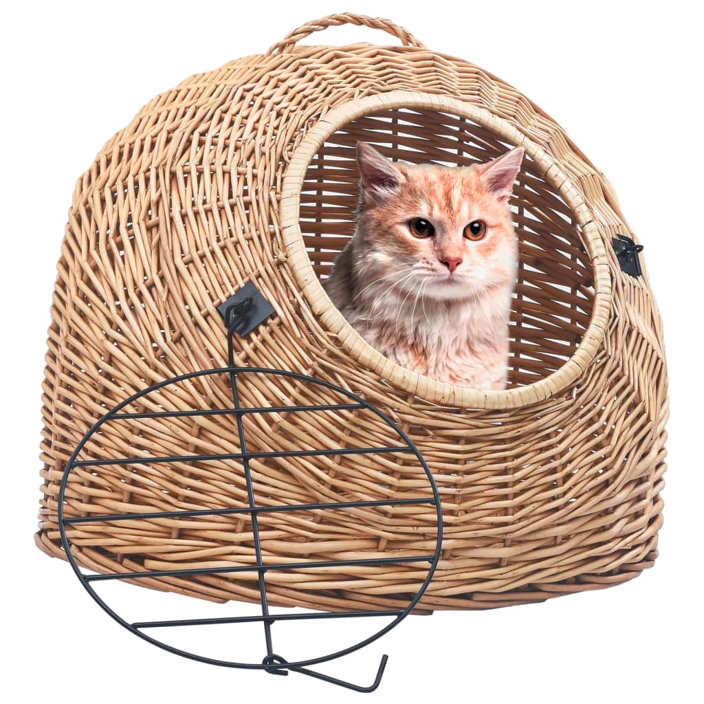 Cage de transport pour chats 60x45x45 cm Saule naturel