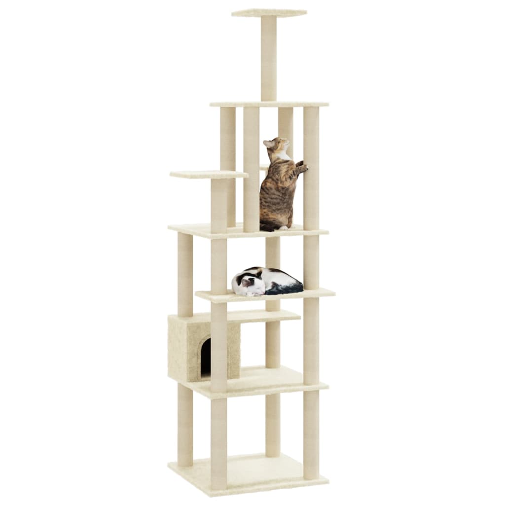 Arbre à chat avec griffoirs en sisal Crème 183 cm