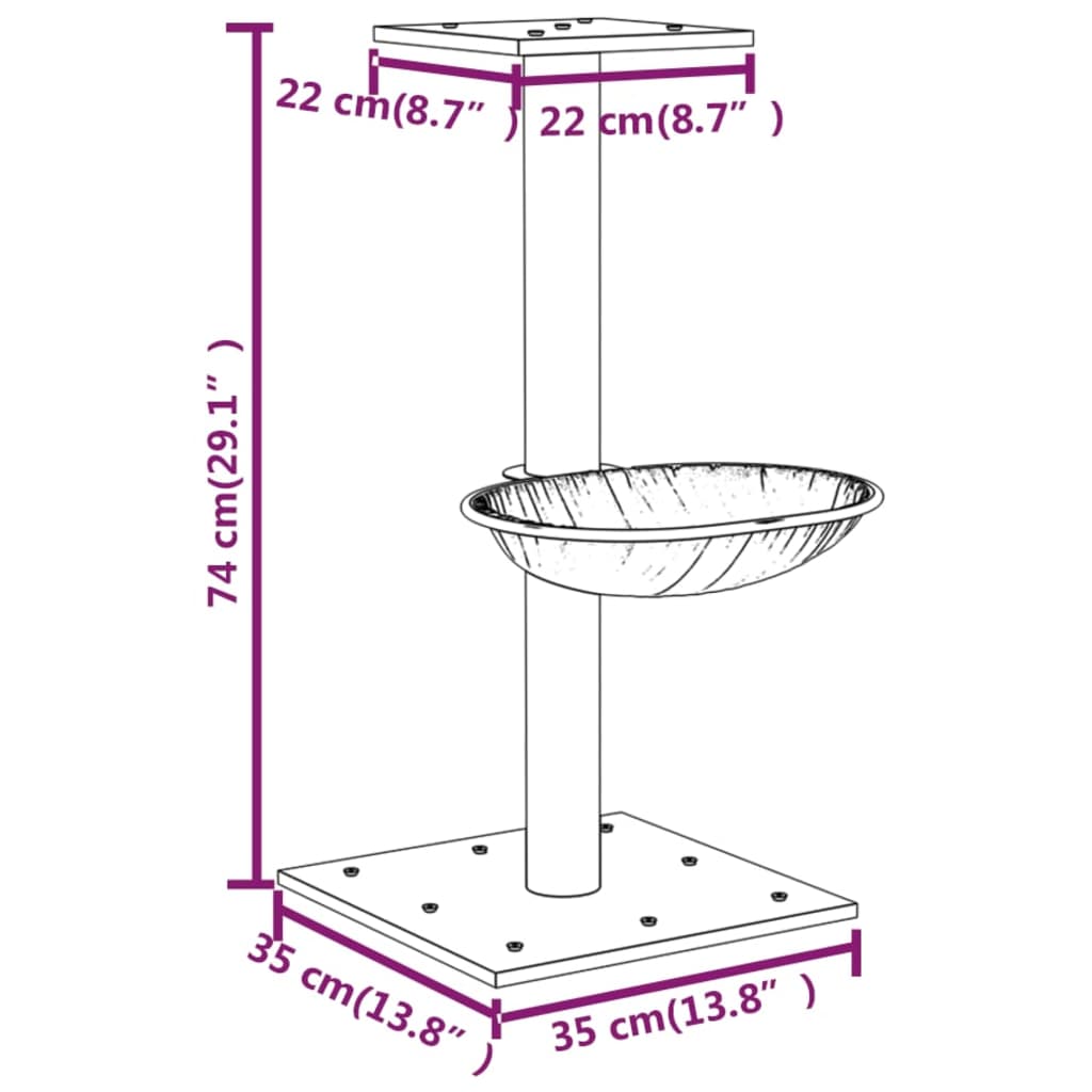 Arbre à chat avec griffoir en sisal Gris foncé 74 cm