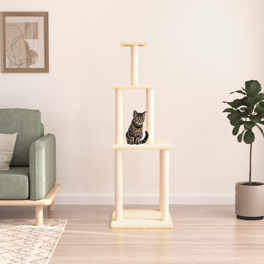 Arbre à chat avec griffoirs en sisal crème 149 cm