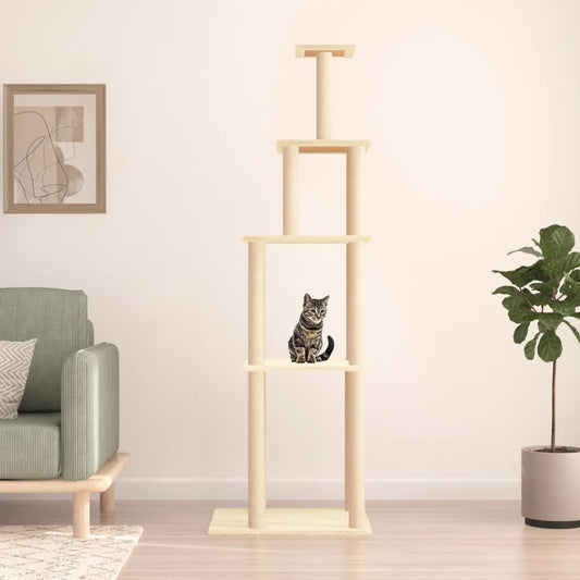 Arbre Ã  chat avec griffoirs en sisal crÃ¨me 183 cm