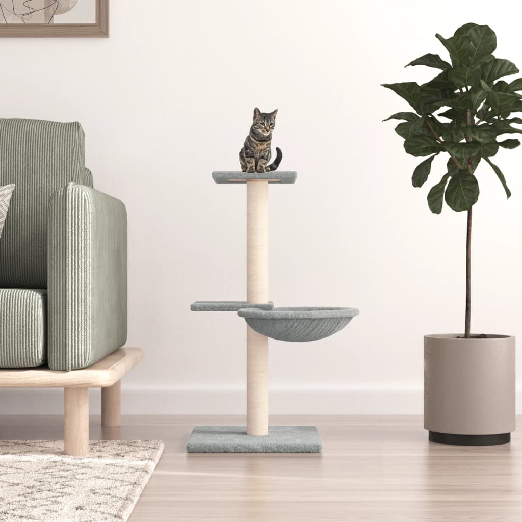 Arbre à chat avec griffoirs en sisal gris clair 72 cm