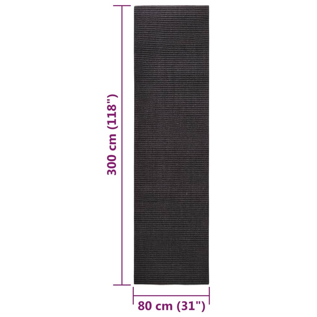 Tapis en sisal pour griffoir noir 80x300 cm