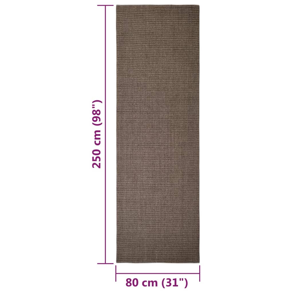 Tapis en sisal pour griffoir marron 80x250 cm