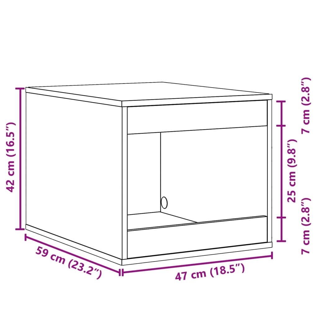 Meuble de bac à litière pour chat chêne artisanal 47x59x42 cm