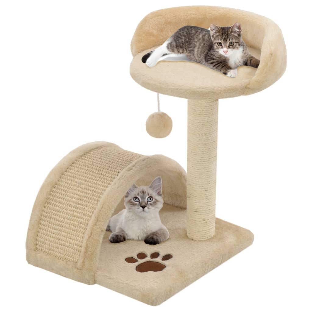 Arbre à chat avec griffoir en sisal 40 cm Beige et Marron - Animalerie en ligne Kat-Shop