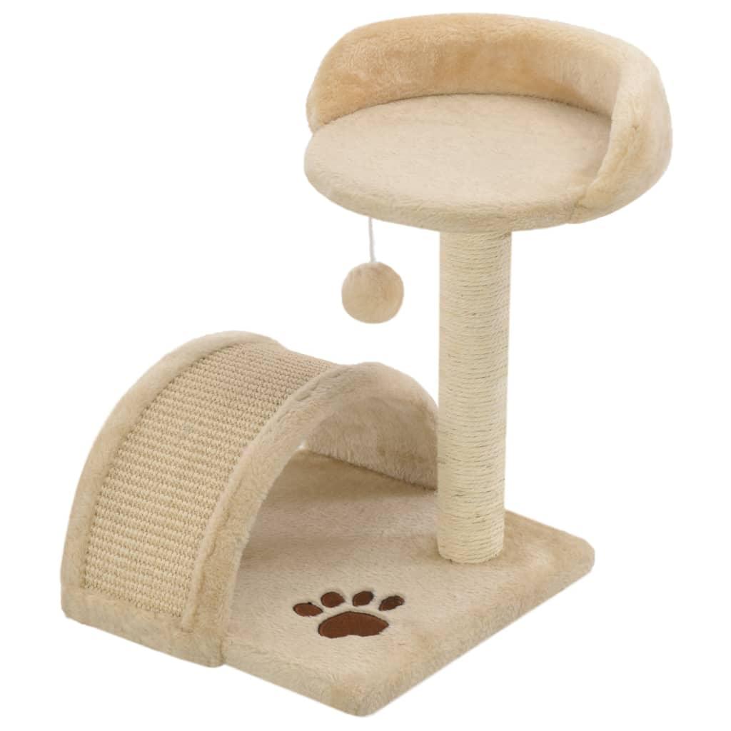 Arbre à chat avec griffoir en sisal 40 cm Beige et Marron - Animalerie en ligne Kat-Shop