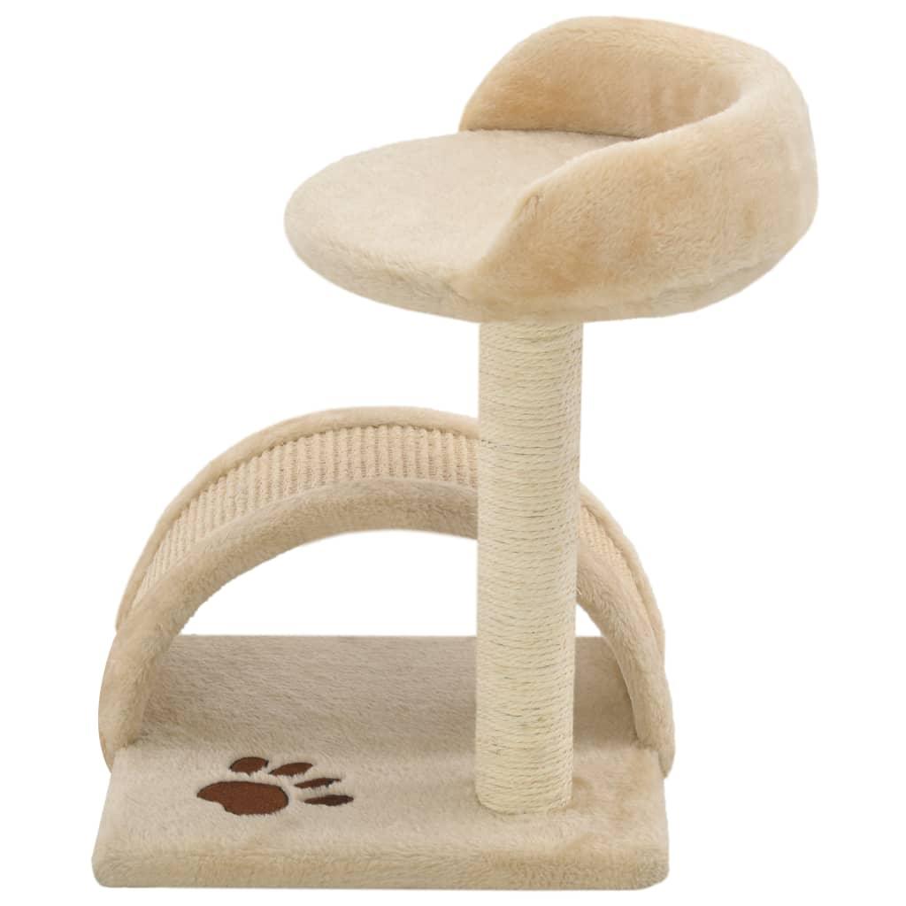 Arbre à chat avec griffoir en sisal 40 cm Beige et Marron - Animalerie en ligne Kat-Shop