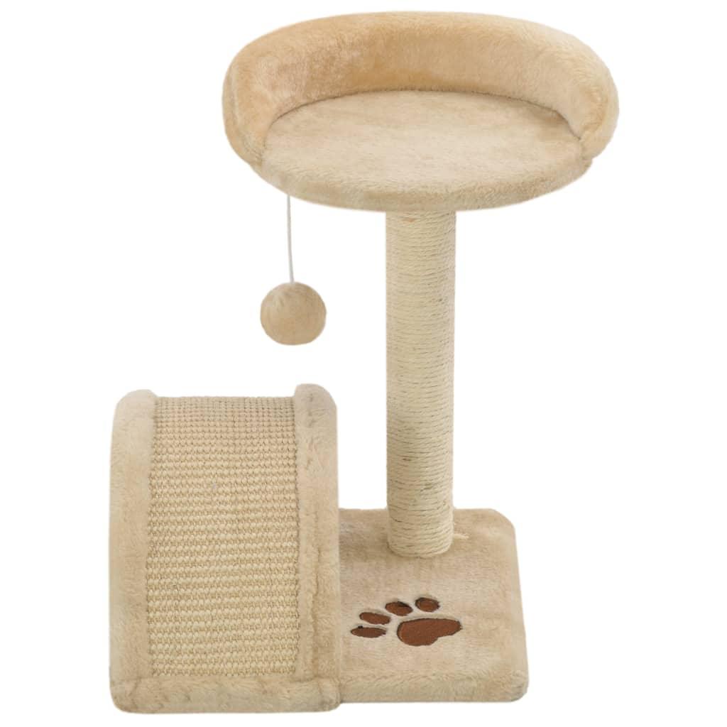 Arbre à chat avec griffoir en sisal 40 cm Beige et Marron - Animalerie en ligne Kat-Shop