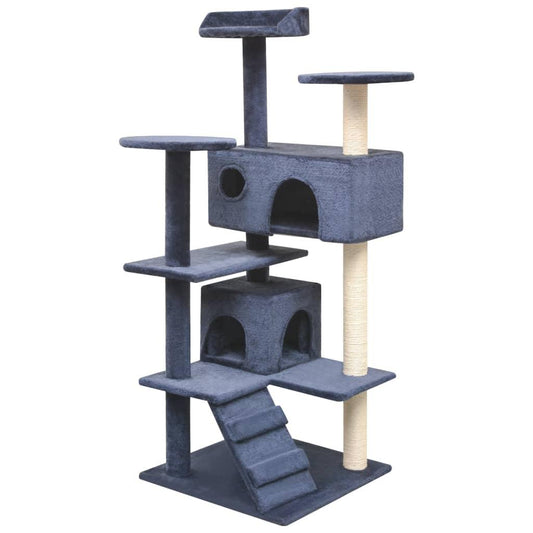 Arbre à chat avec griffoirs en sisal 125 cm Bleu foncé - Animalerie en ligne Kat-Shop