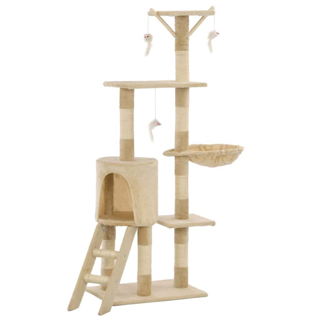 Arbre à chat avec griffoirs en sisal 138 cm Beige - www.kat-shop.be