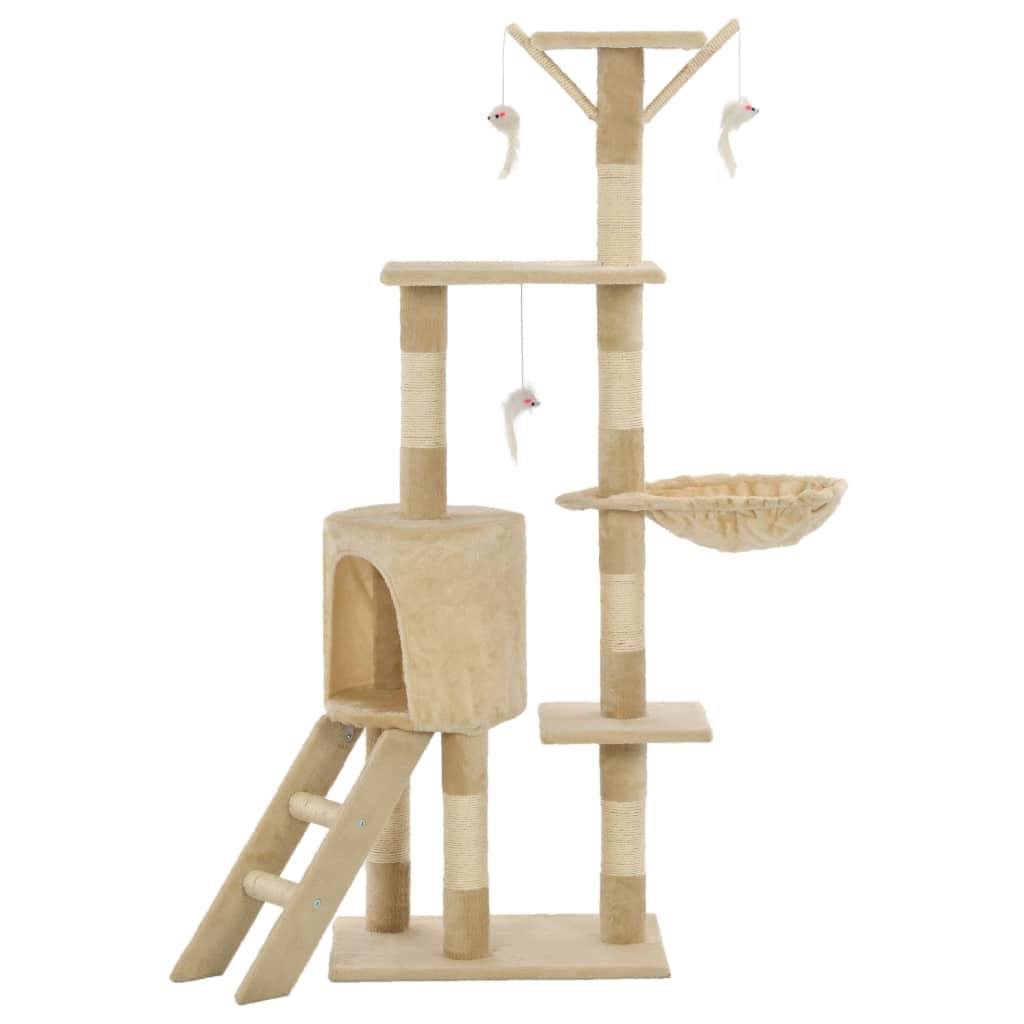 Arbre à chat avec griffoirs en sisal 138 cm Beige - www.kat-shop.be