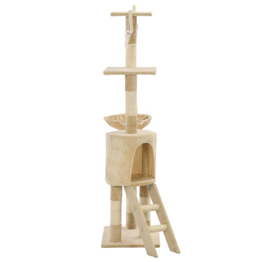 Arbre à chat avec griffoirs en sisal 138 cm Beige - www.kat-shop.be