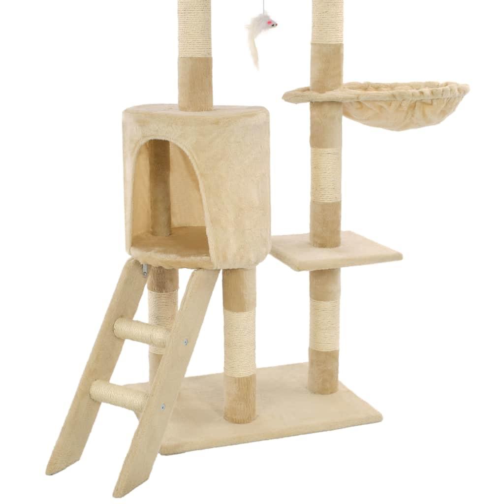 Arbre à chat avec griffoirs en sisal 138 cm Beige - www.kat-shop.be