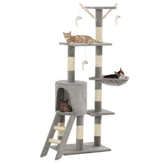 Arbre à chat avec griffoirs en sisal 138 cm Gris - www.kat-shop.be