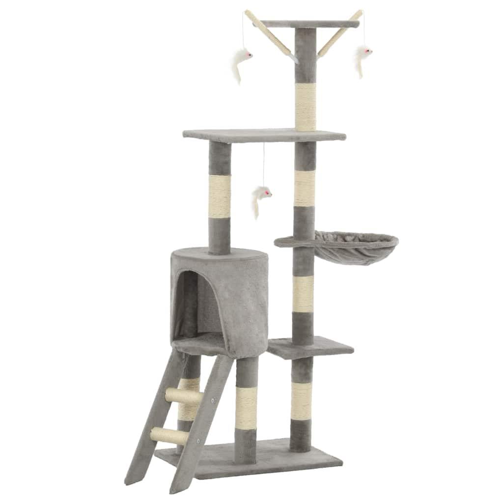 Arbre à chat avec griffoirs en sisal 138 cm Gris - www.kat-shop.be