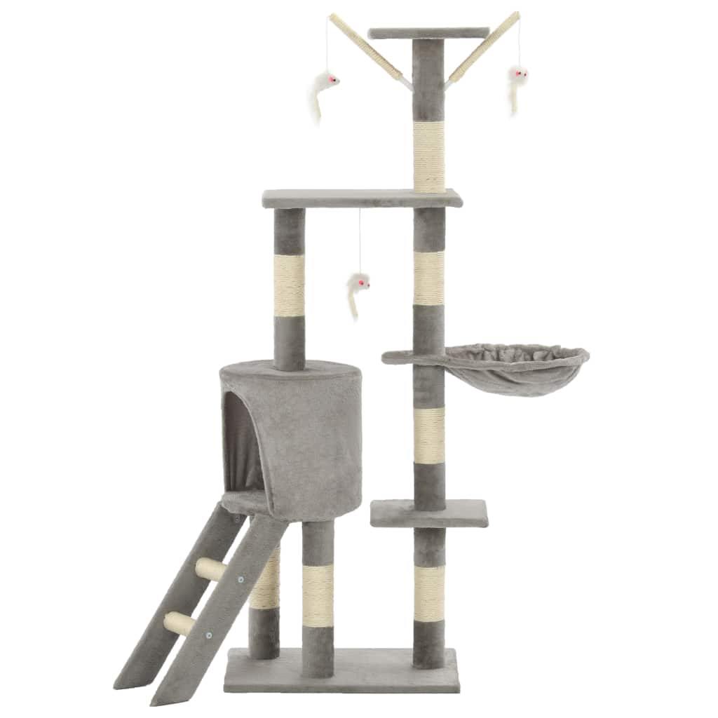 Arbre à chat avec griffoirs en sisal 138 cm Gris - www.kat-shop.be