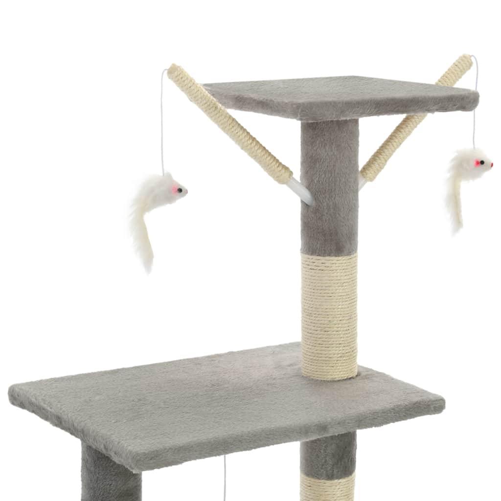 Arbre à chat avec griffoirs en sisal 138 cm Gris - www.kat-shop.be