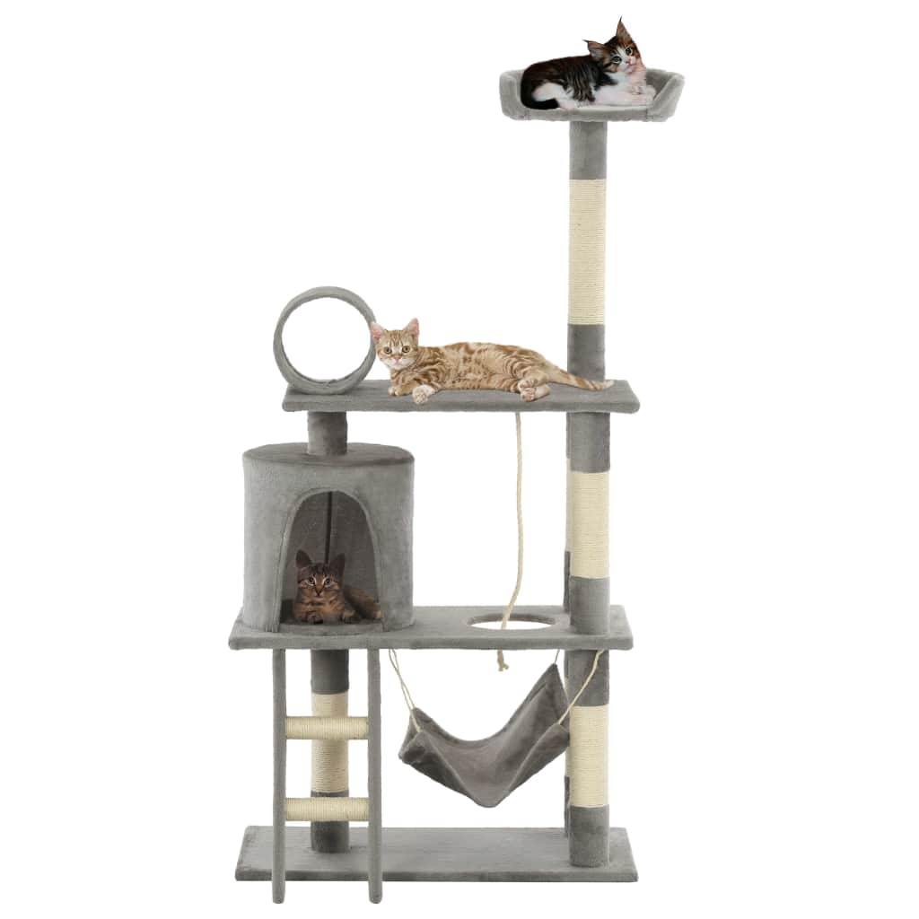 Arbre à chat avec griffoirs en sisal 140 cm Gris - www.kat-shop.be