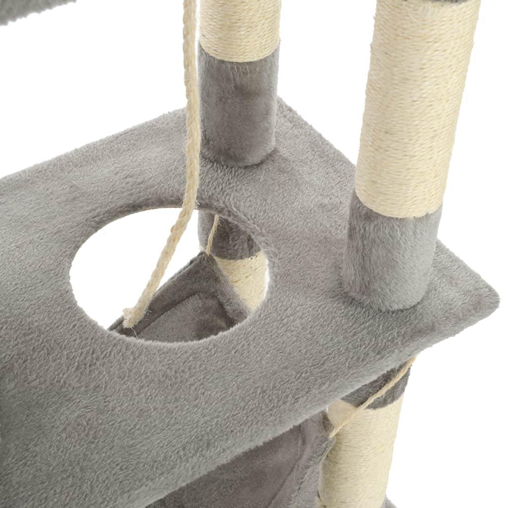 Arbre à chat avec griffoirs en sisal 140 cm Gris - www.kat-shop.be