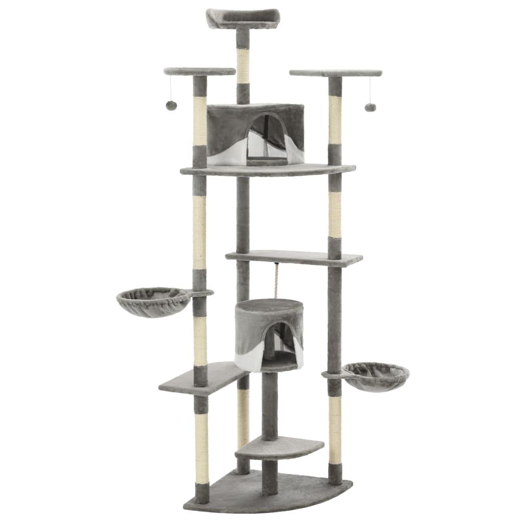 Arbre à chat avec griffoirs en sisal 203 cm Gris et Blanc - Animalerie en ligne Kat-Shop