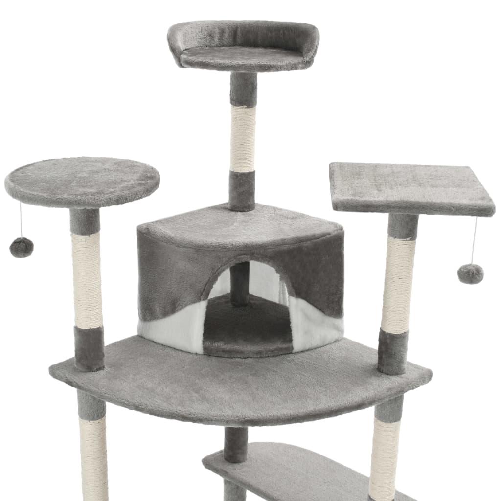 Arbre à chat avec griffoirs en sisal 203 cm Gris et Blanc - Animalerie en ligne Kat-Shop