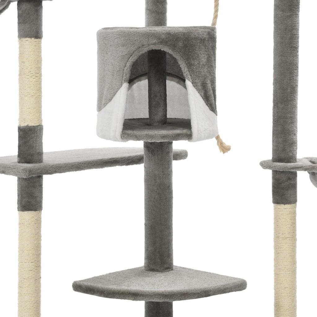 Arbre à chat avec griffoirs en sisal 203 cm Gris et Blanc - Animalerie en ligne Kat-Shop