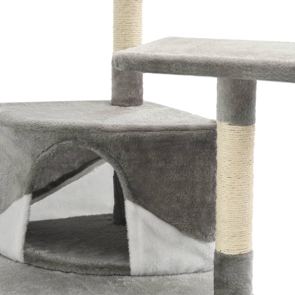 Arbre à chat avec griffoirs en sisal 203 cm Gris et Blanc - Animalerie en ligne Kat-Shop