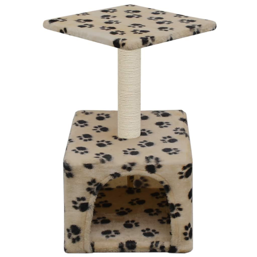 Arbre à chat avec griffoirs en sisal 55 cm Beige Motif de pattes - www.kat-shop.be