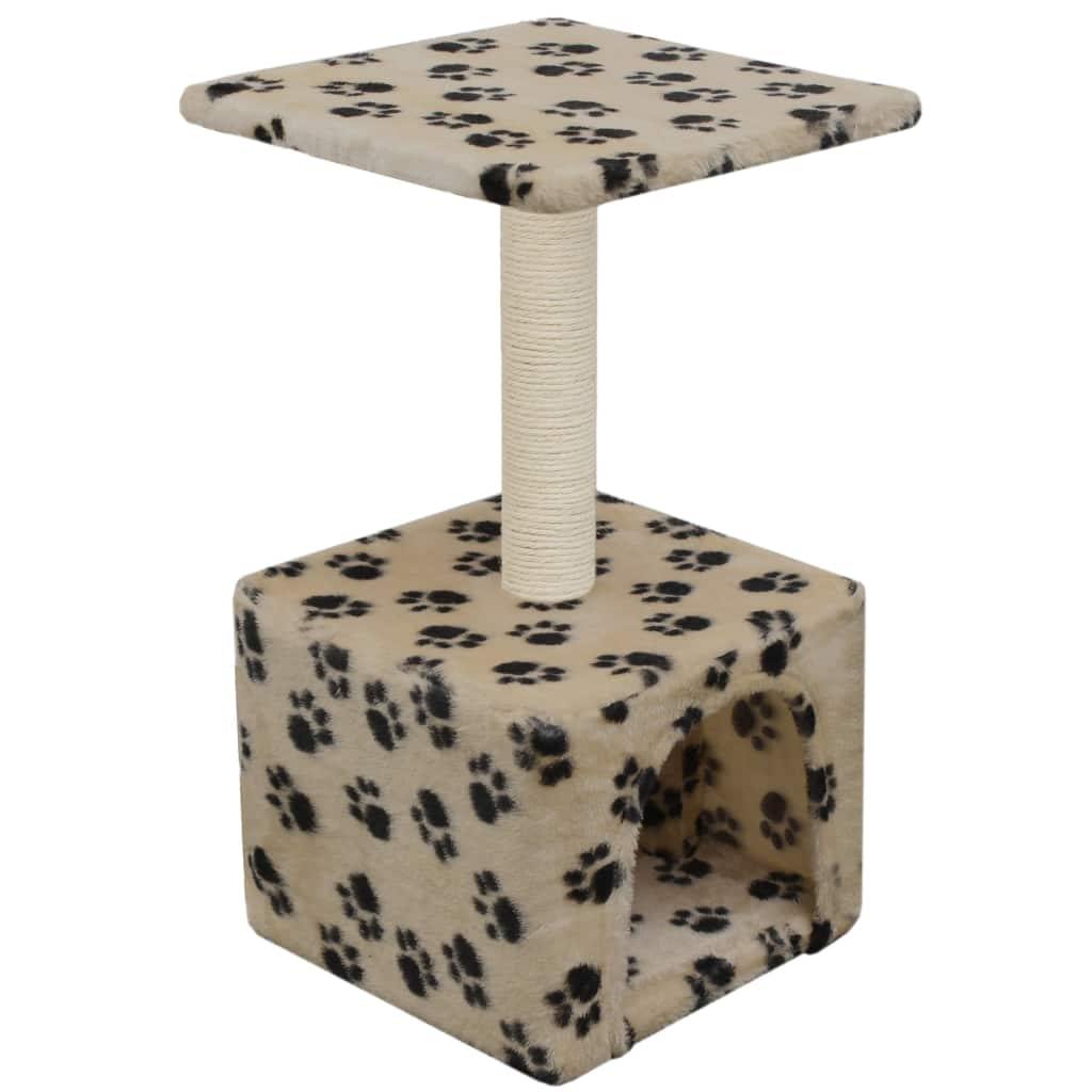 Arbre à chat avec griffoirs en sisal 55 cm Beige Motif de pattes - www.kat-shop.be