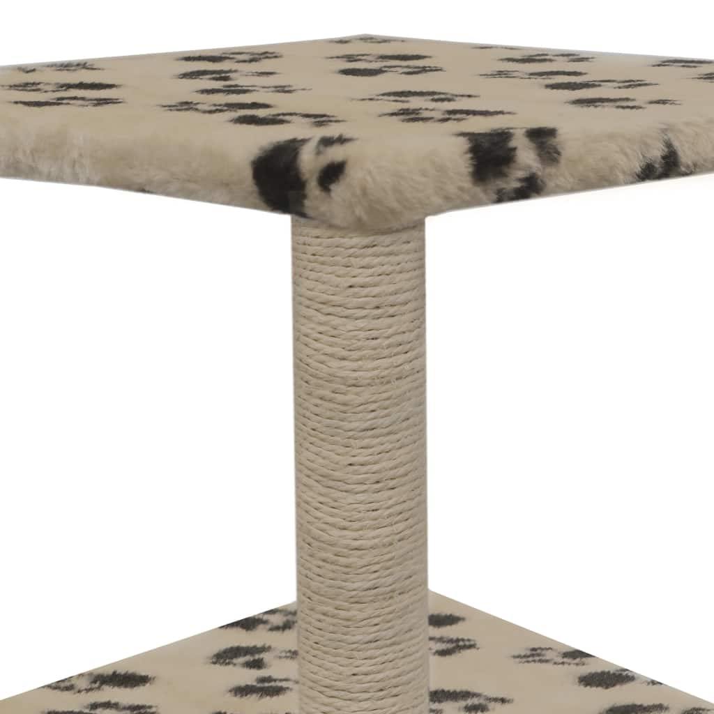 Arbre à chat avec griffoirs en sisal 55 cm Beige Motif de pattes - www.kat-shop.be