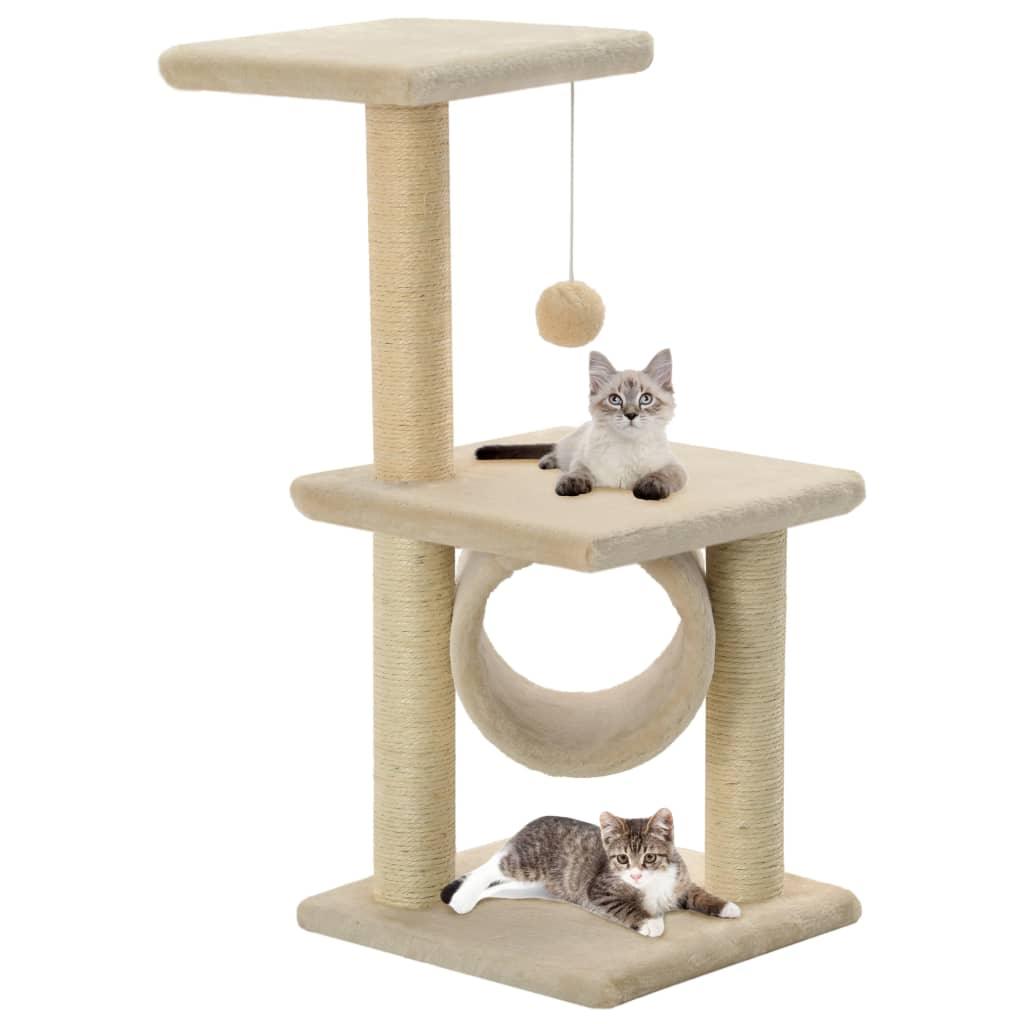 Arbre à chat avec griffoirs en sisal 65 cm Beige - Animalerie en ligne Kat-Shop