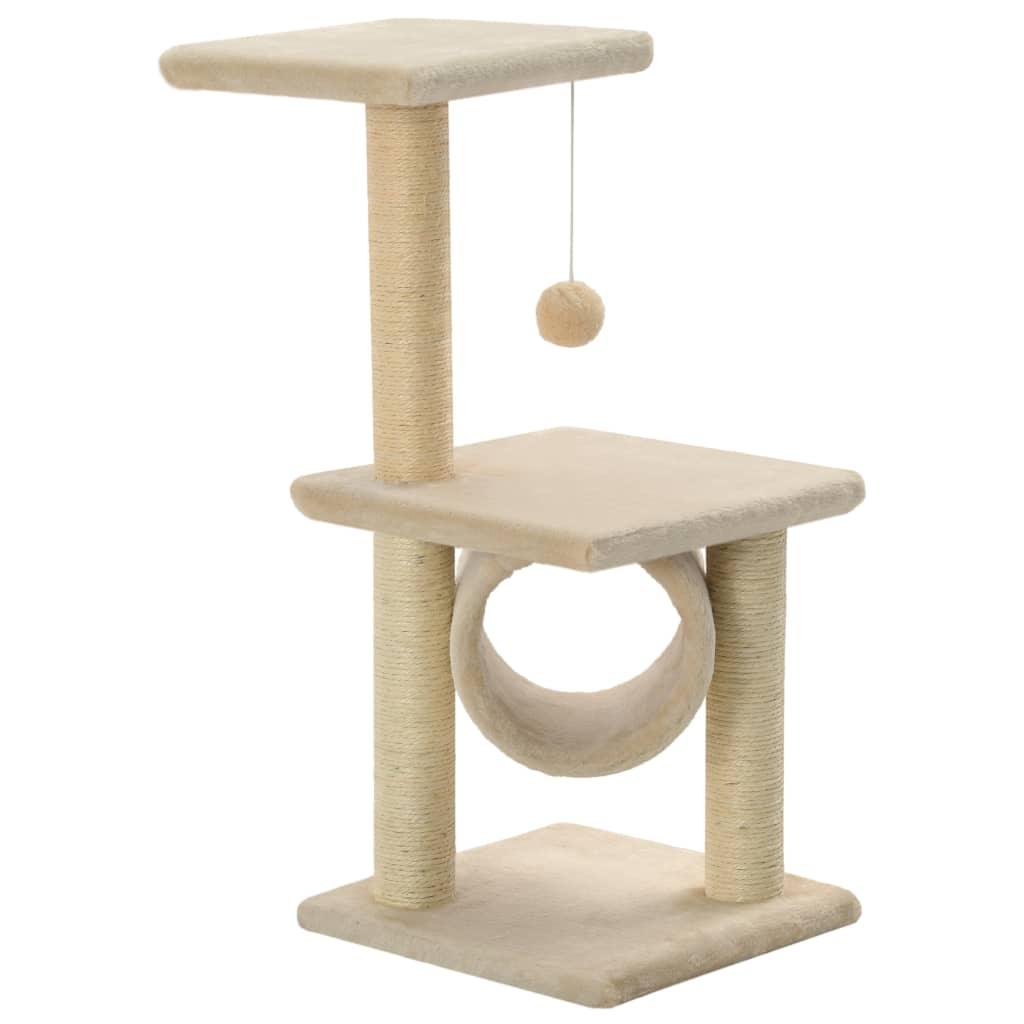 Arbre à chat avec griffoirs en sisal 65 cm Beige - Animalerie en ligne Kat-Shop