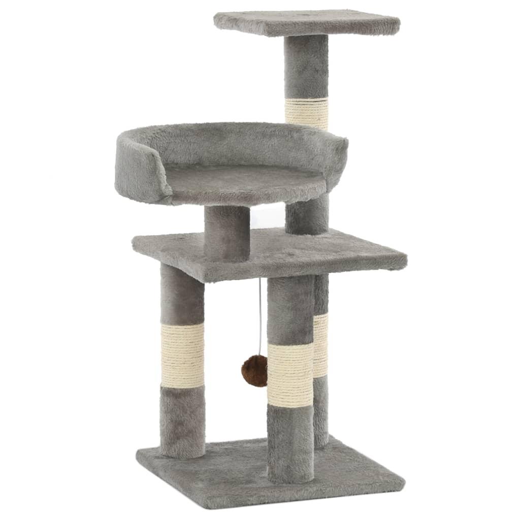 Arbre à chat avec griffoirs en sisal 65 cm Gris - Animalerie en ligne Kat-Shop