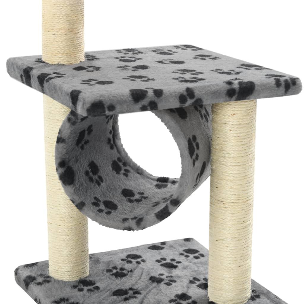 Arbre à chat avec griffoirs en sisal 65 cm Gris Motif de pattes - Animalerie en ligne Kat-Shop