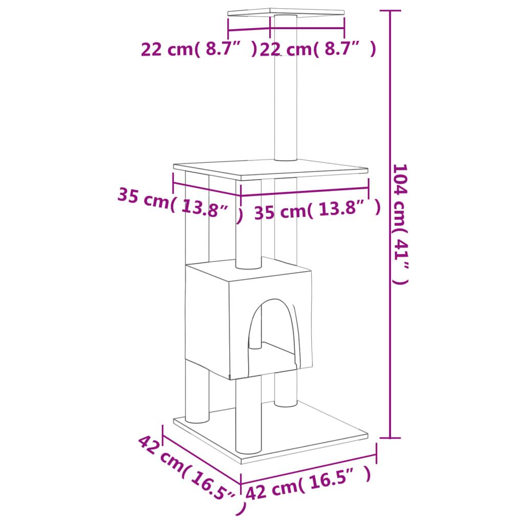 Arbre à chat avec griffoirs en sisal Crème 104 cm - Animalerie en ligne Kat-Shop