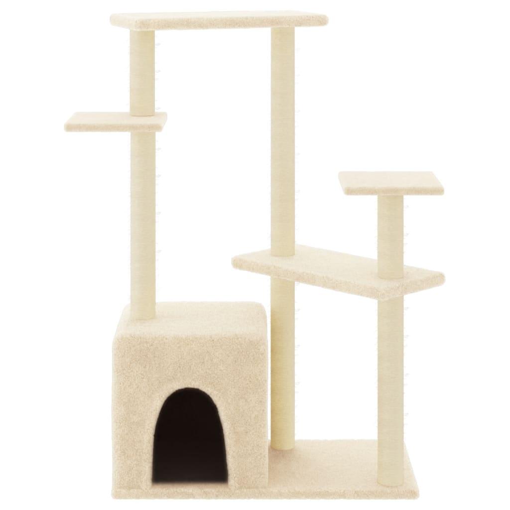 Arbre à chat avec griffoirs en sisal crème 107,5 cm - Animalerie en ligne Kat-Shop