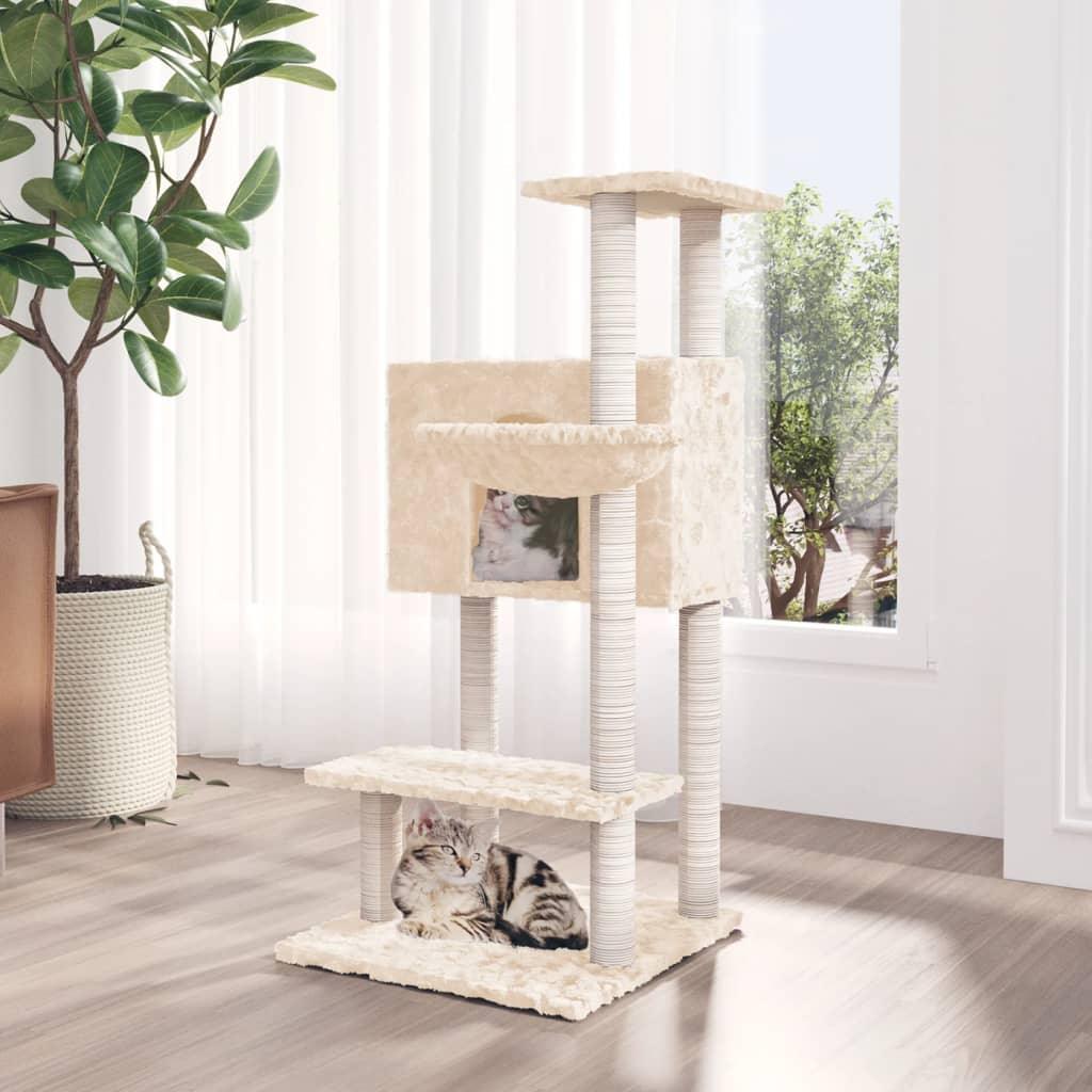 Arbre à chat avec griffoirs en sisal Crème 108,5 cm - Animalerie en ligne www.kat-shop.be