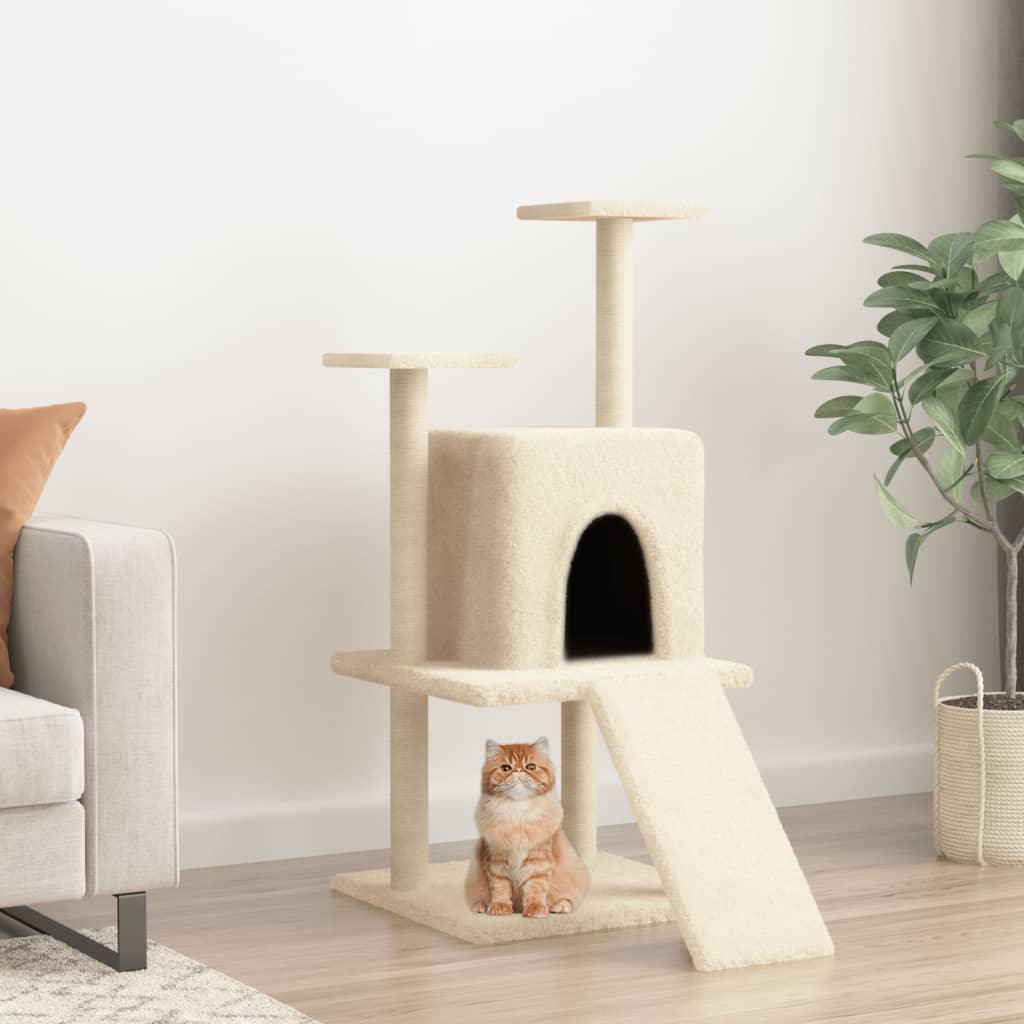 Arbre à chat avec griffoirs en sisal crème 110 cm - Animalerie en ligne Kat-Shop