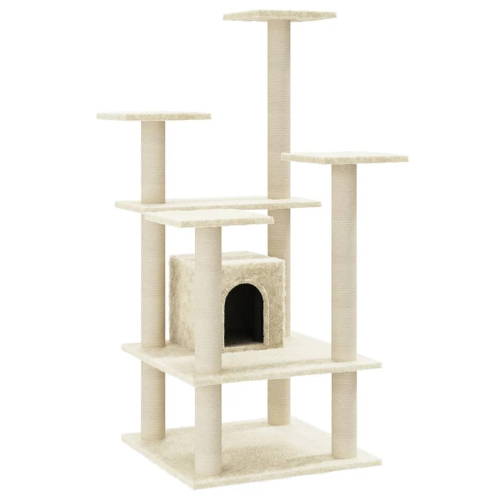 Arbre à chat avec griffoirs en sisal Crème 110 cm - Animalerie en ligne www.kat-shop.be