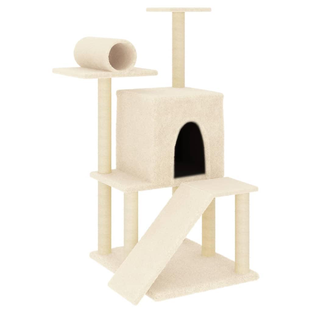 Arbre à chat avec griffoirs en sisal crème 110,5 cm - Animalerie en ligne Kat-Shop